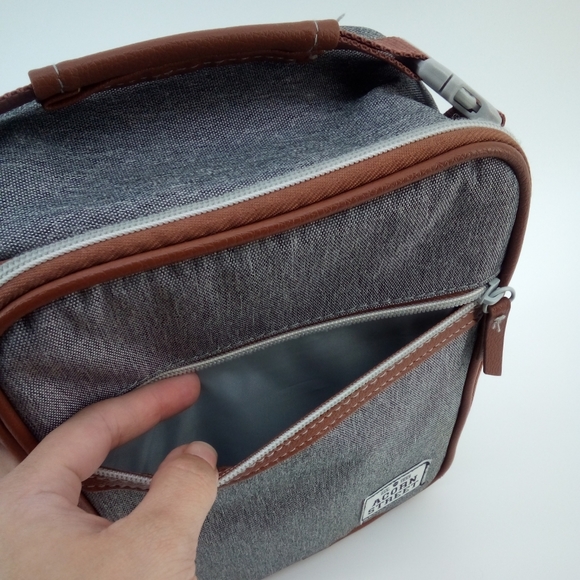 Acorn Street Fit + Fresh Insulated Lunch Box Gray Handle Drink Mesh Zip Around - Picture 7 of 8